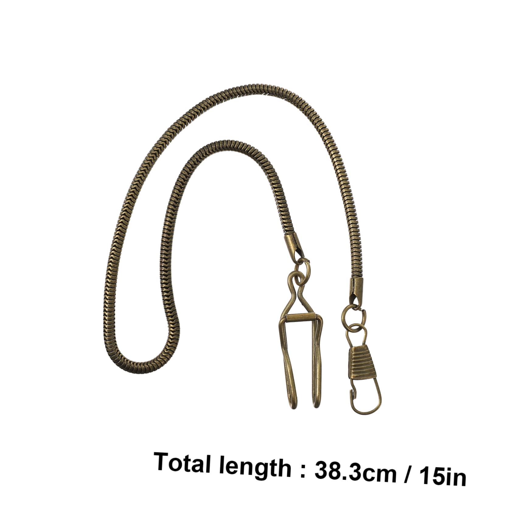 FRCOLOR Vintage Bronze Snake Chain Watch Chain Extension Pocket Watch Fob Alloy Heavy Duty Claw Closure