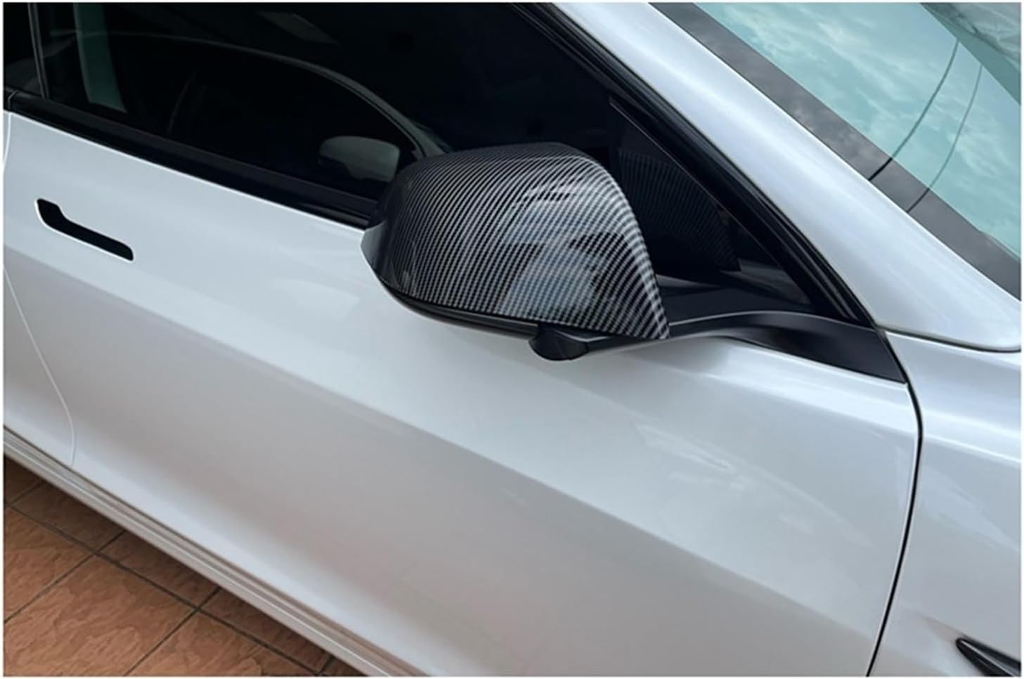 Car Rear Mirror Cover Cap Carbon Fiber Pattern Pattern Fit for Model 3 2018-2024/Model Y Exterior Side Mirror Cover