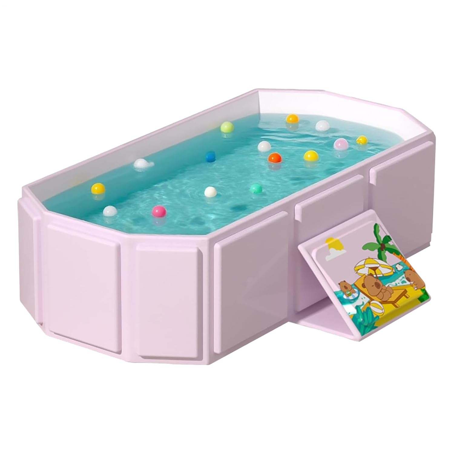 Folding Kids Bathtub - Portable Bath Tub with Drain Plug | Compact Travel Bath Basin, Quick Drain System & Space Saving Design for Home Apartment Camping RV Travel Vacation Summer Bathroom