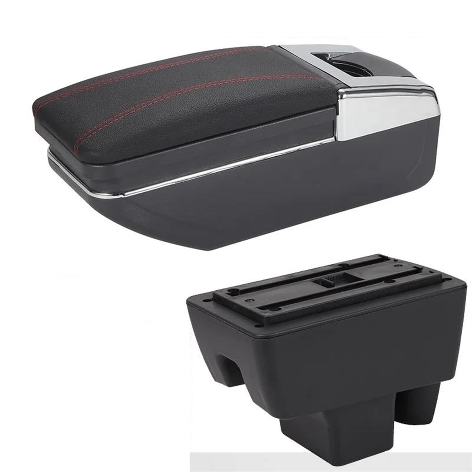 NOHEEU Car Armrest Box Retrofit Accessories Interior Details Storage For RAPID(C1 Black red No USB)