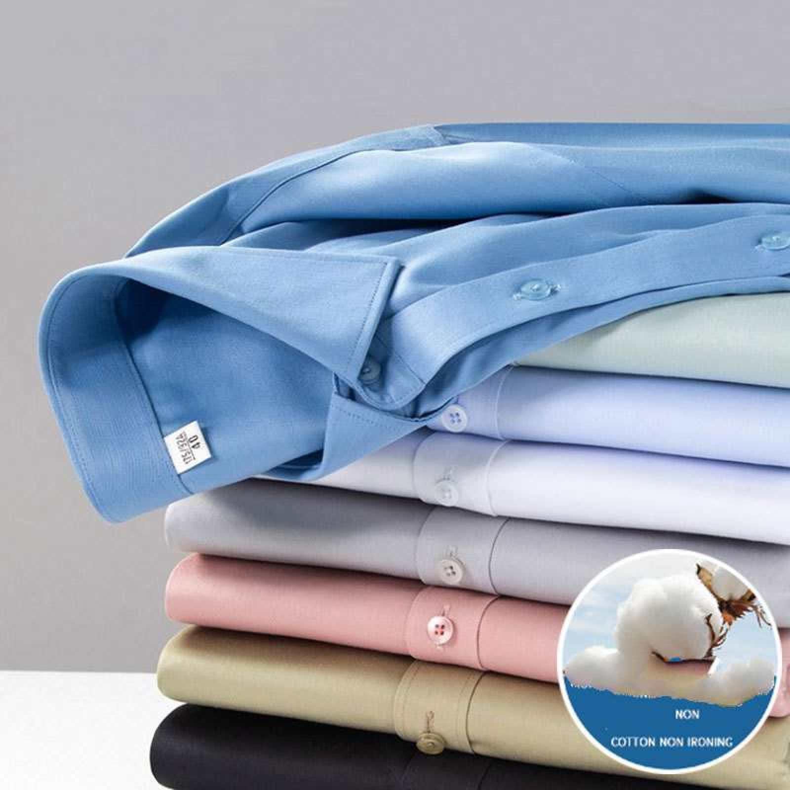Herren-Baumwoll-Langarmhemd, Klassische, Solide, Schmale Passform, Bügelfreie Hemden, Herren-Business-Hemden, Atmungsaktive Cardigan-Oberteile Für Party, Hochzeit, Smoking-Hemden, Bohnenpast