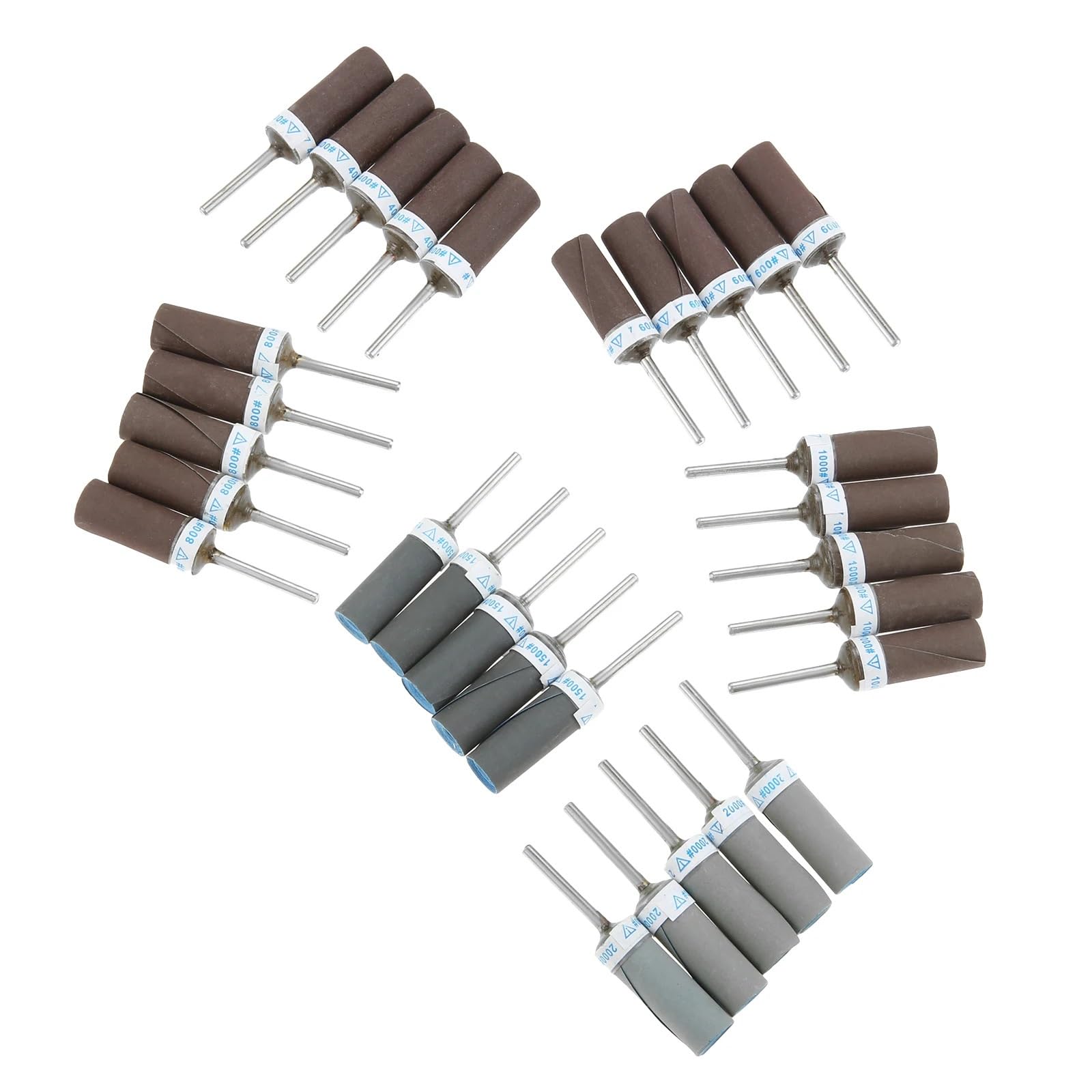 30 tambores de lijado con vástago 1/8 pulgadas para herramienta rotativa, palos papel lija grano 400-2000 para pulido plástico, madera y Metal, Uds