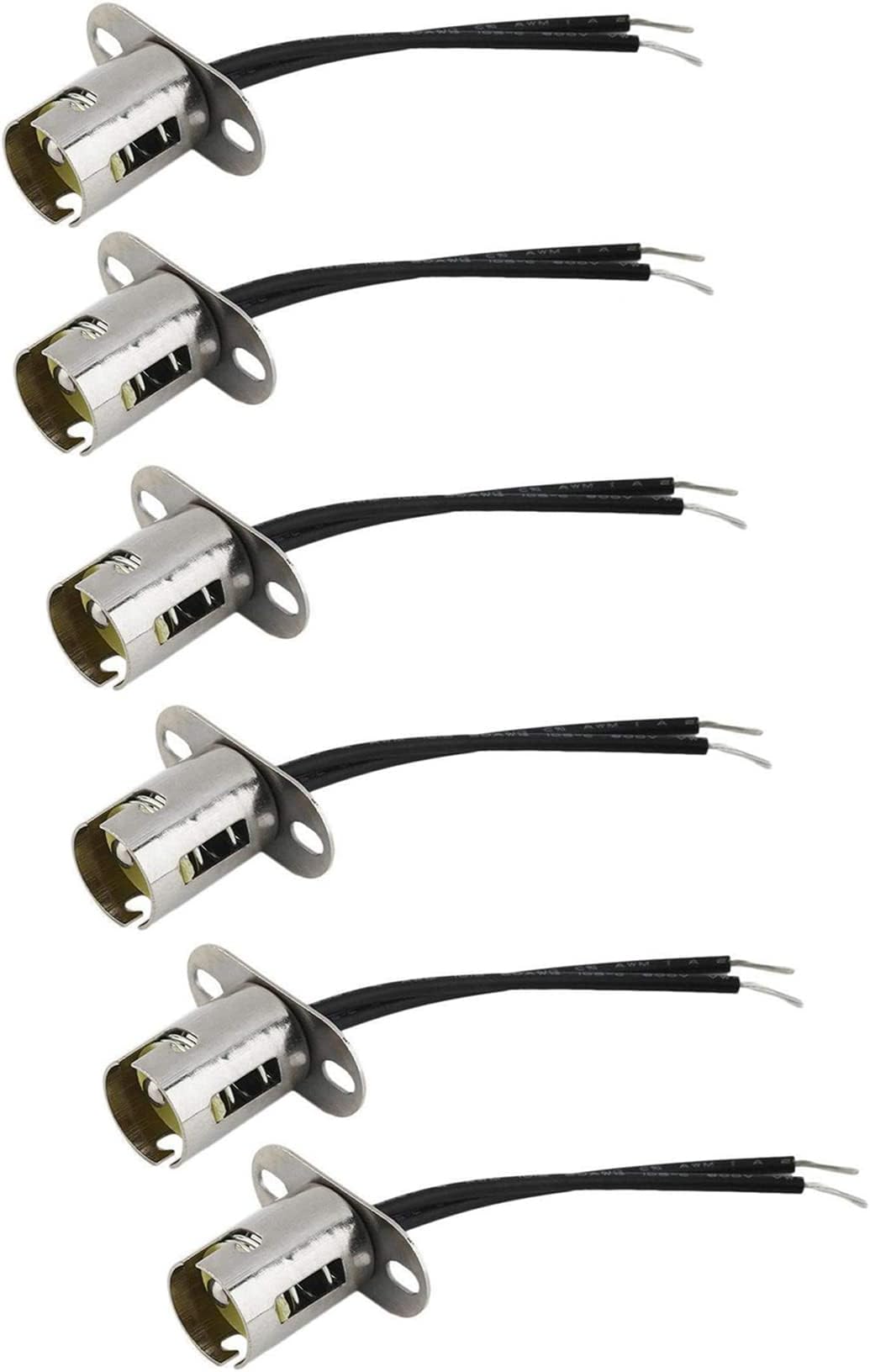6Pc BAY15D 1157 LED Light Bulb Socket Holder with Wire Connector for Car Auto Truck