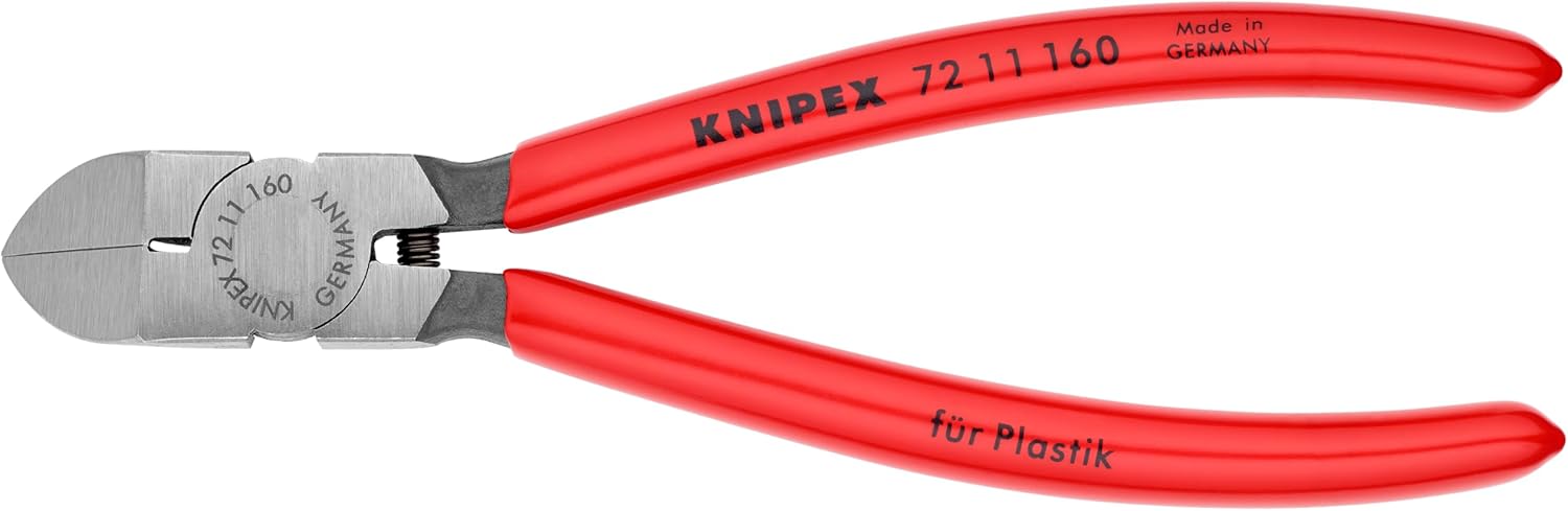 KNIPEX Tools - Diagonal Flush Cutter for Plastics, 45 Degree Angle (7211160), Red
