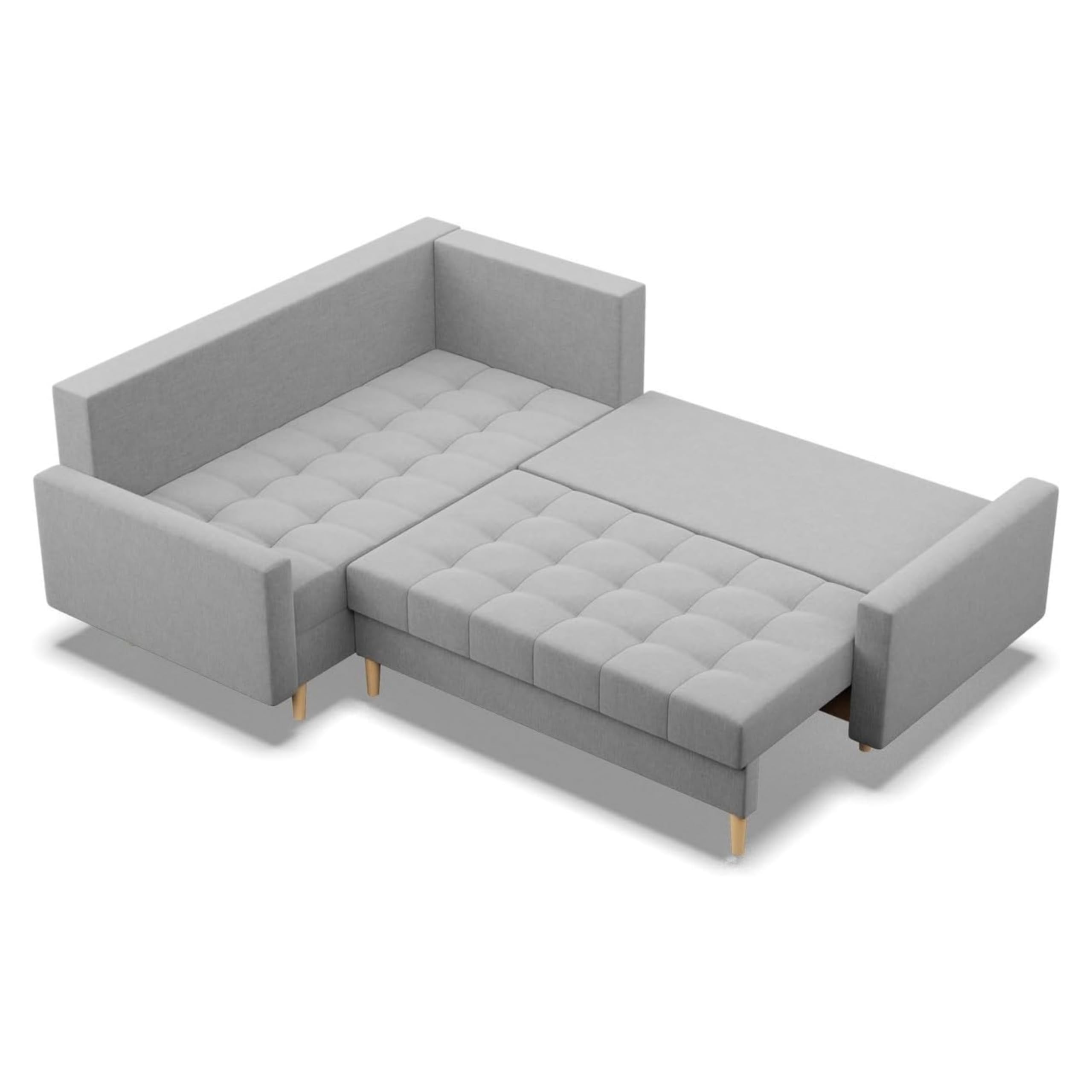 Mebligo - Ecksofa mit Schlaffunktion und Bettkasten Elma, Eckcouch mit Ottomane Links, Sofa L Form (BxTxH) 223 x 172 x 88 cm, Couch Wohnzimmer, Ecke Sofa, Grau (Lux 32)