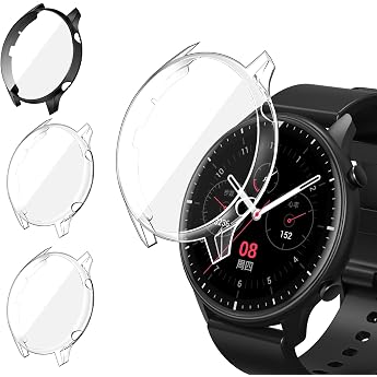 ivoler 3 Pieces Case with Screen Protector for Amazfit GTR 2 / Amazfit GTR 2e Full Coverage Shockproof Scratch-Resistant Protective Case Ultra Thin Soft TPU Screen Protector Case 2 Clear + 1