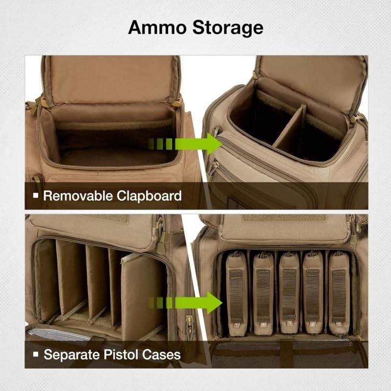 Sac à dos tactique tir et chasse avec étui pistolet compartimenté