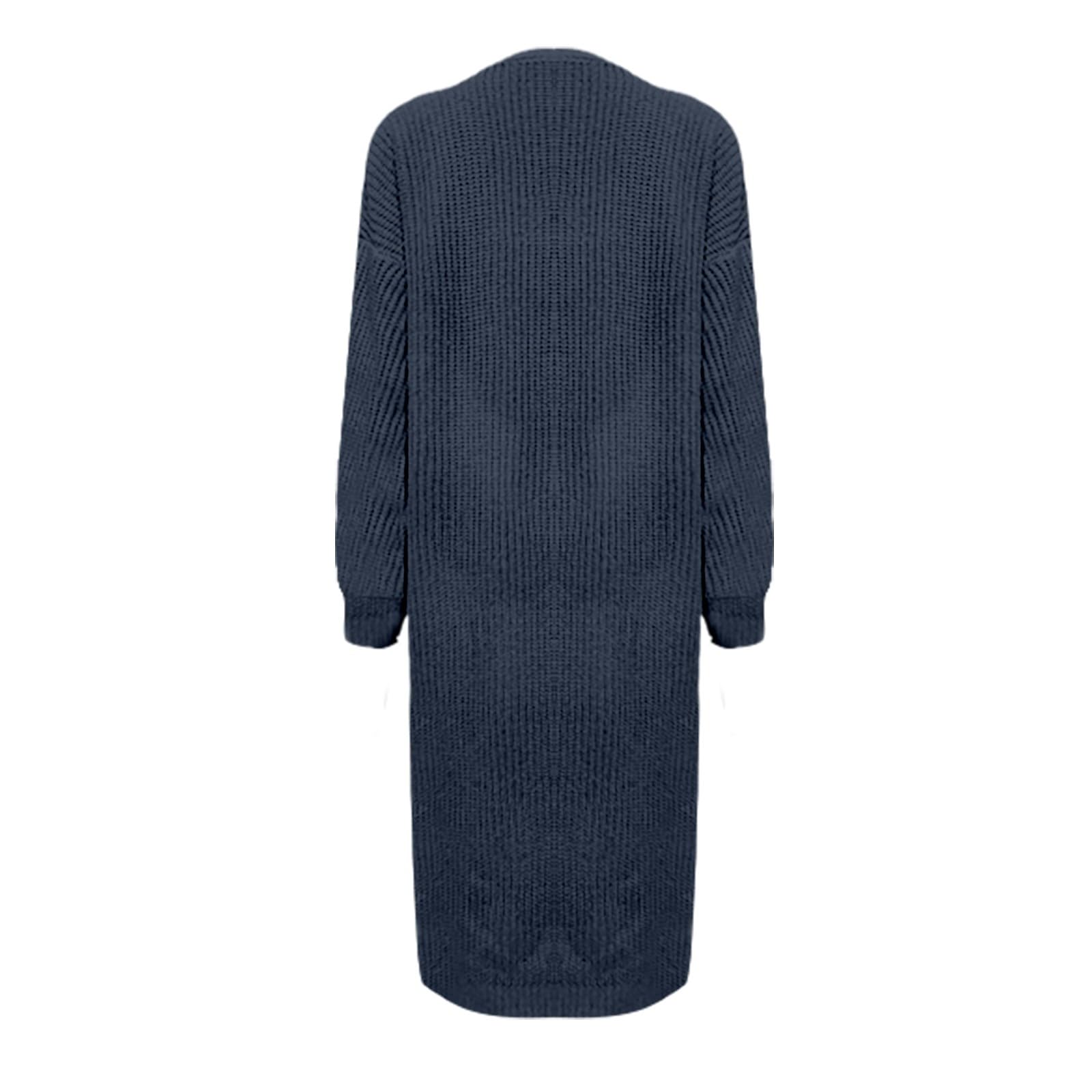 GenericWomens Coat Winter Jackets Ladies Casual UK Women's Solid Color Plus Size Cardigan Knit Coat Long Double Side Pocket Cardigan Suitable For Daily Commute Wear Sweater Coat Long Jackets