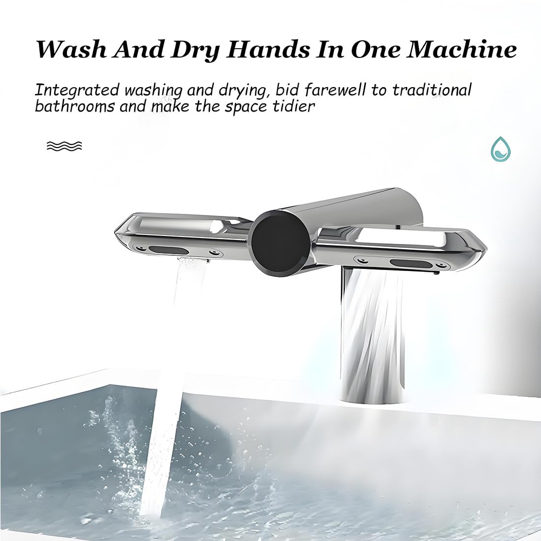 Rubinetto con sensore automatico touchless e asciuga mani per lavandino del bagno, stazione igienica per lavaggio e asciugatura senza tocco, per casa/ufficio