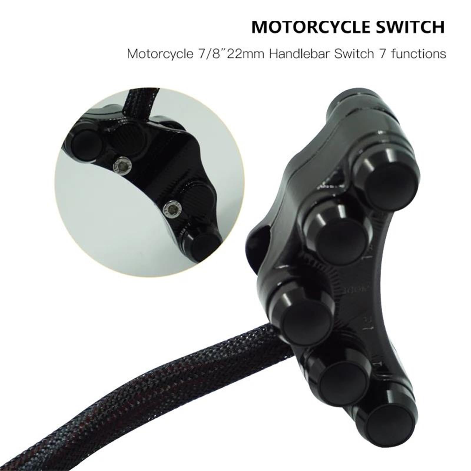 Interruptor de Control Manual CNC Universal para Motocicleta, Montaje en Manillar de 7/8", Faro, Intermitentes, bocina antiniebla, Luces de Emergencia, Interruptor de Encendido/Apagado.