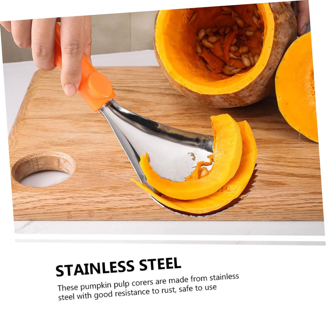 Stainless Steel Pumpkin & Veggie Corer – Easy Scoop Tool For Removing Cores & Seeds From Pumpkin, Melon, Squash & More