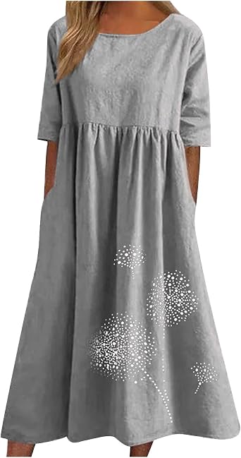 Summer Maxi Dresses for Women 2026 Casual Short Sleeve T Shirts Dress Floral Crewneck Tiered Beach Vacation Sundress