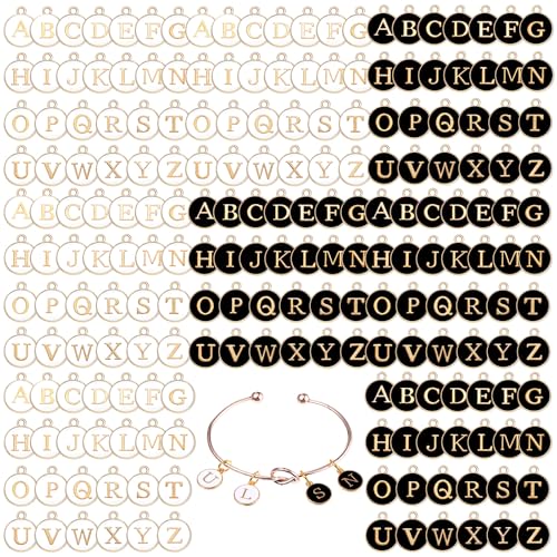 Bucherry 208 Pcs Letter Metal Charms for Jewelry Making,Black and White
