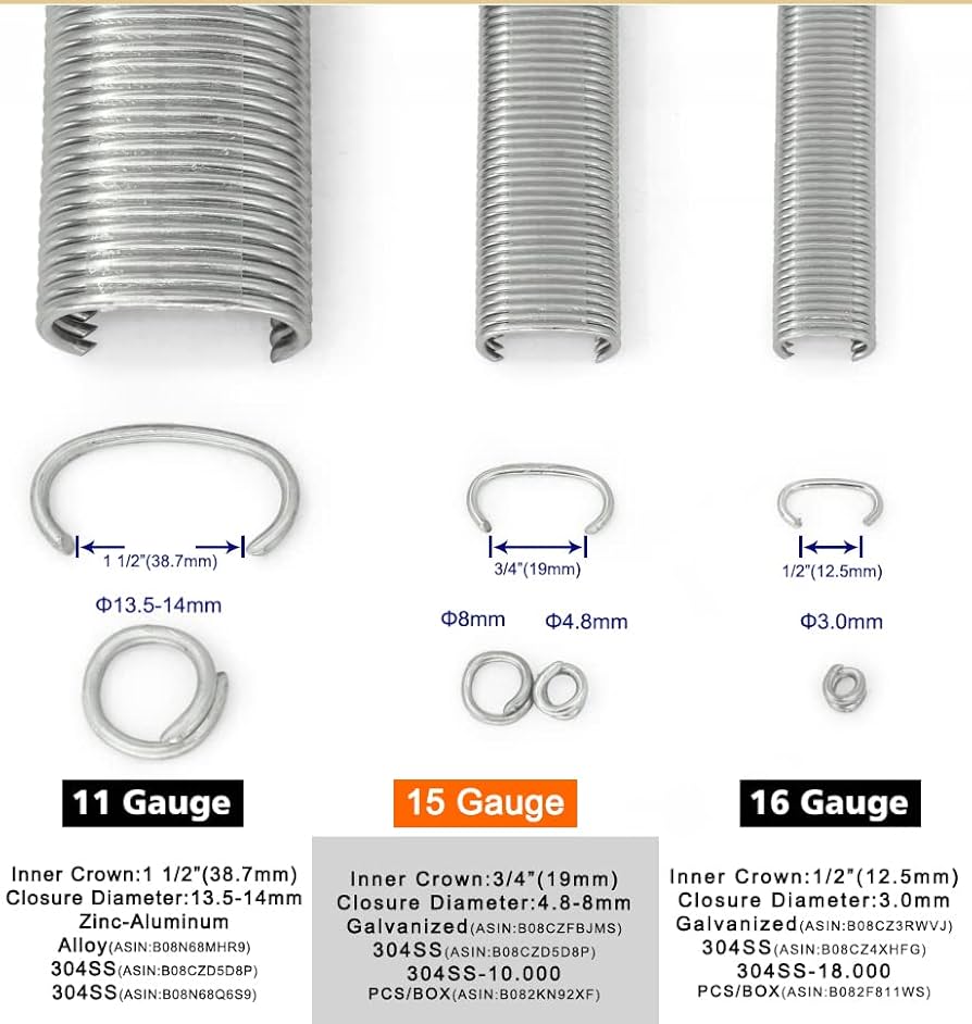 クロチェ/10kリング/3点セット KIMSING SC7 15 Gauge 3/4'' Crown Stainless Steel C Ring