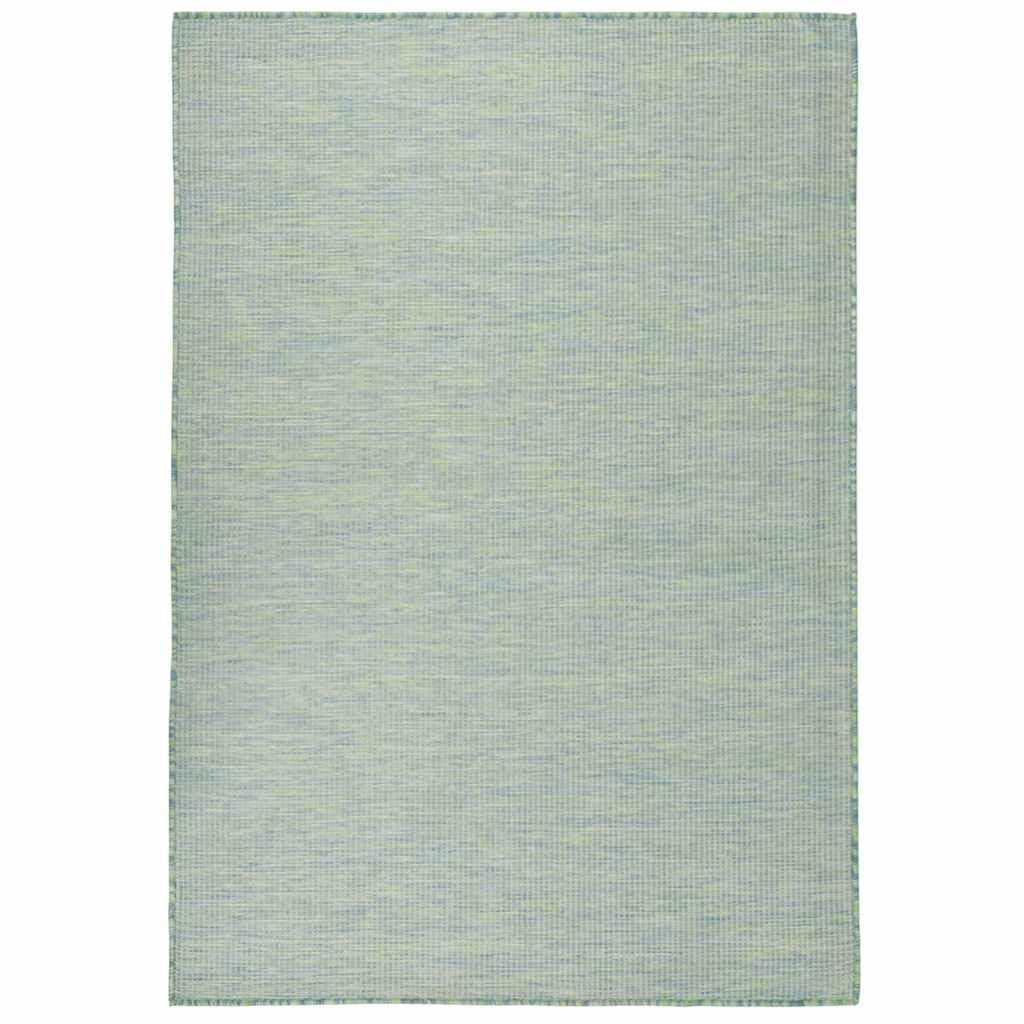 Tapis d'extérieur turquoise 160x230 cm tissé plat 3.04kg