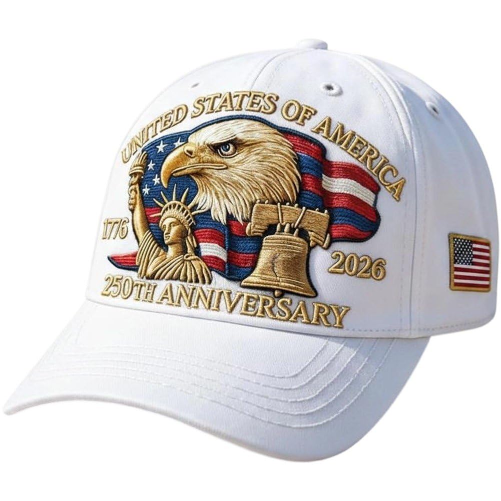 Fituenly 250th Anniversary Usa Hat - Adjustable United States 250th Anniversary Hat Retro Embroidered Baseball Cap