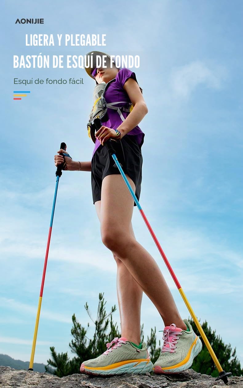 Bastones de trekking plegables ligeros de aluminio 110/120 cm ajustables Aonijie ultraligeros para bastones de correr