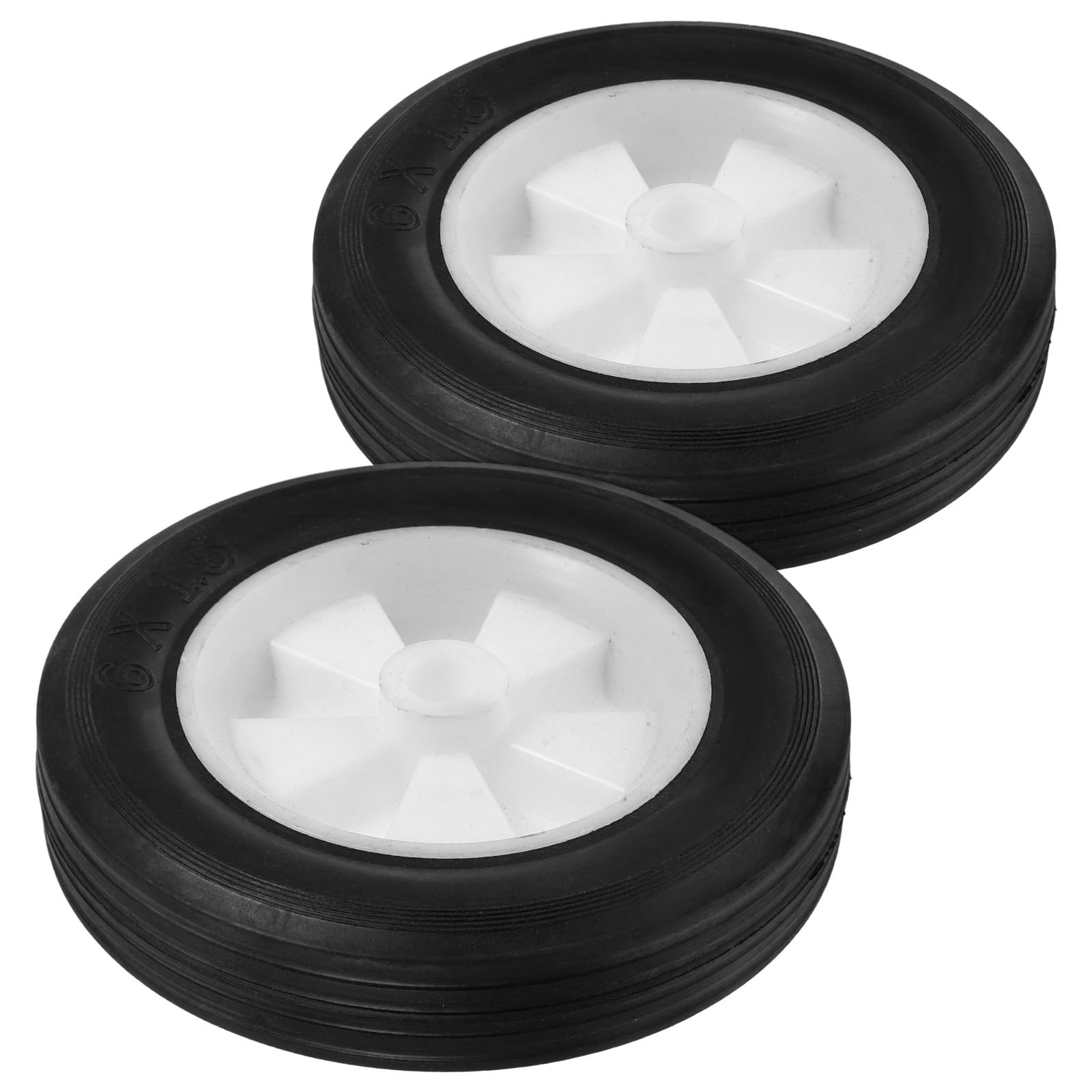 Ruedas de Caucho Macizas para Cortacésped 6 Pulgadas, Accesorio de Repuesto para Desbrozadora, Juego de 2 Ruedas Silenciosas para Uso Exterior, Alta Resistencia y Estabilidad