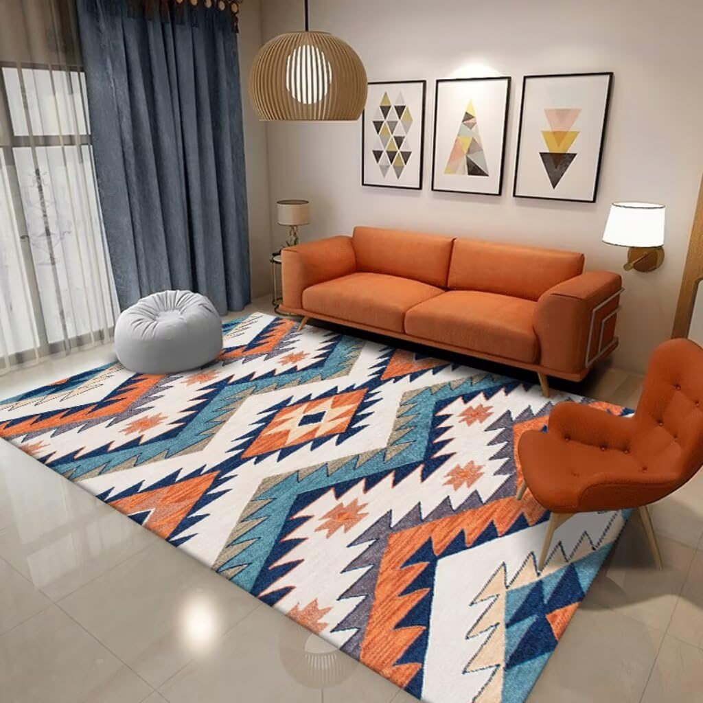 Tapis de salon lavable et antidérapant 160x230 cm imperméable pour intérieur