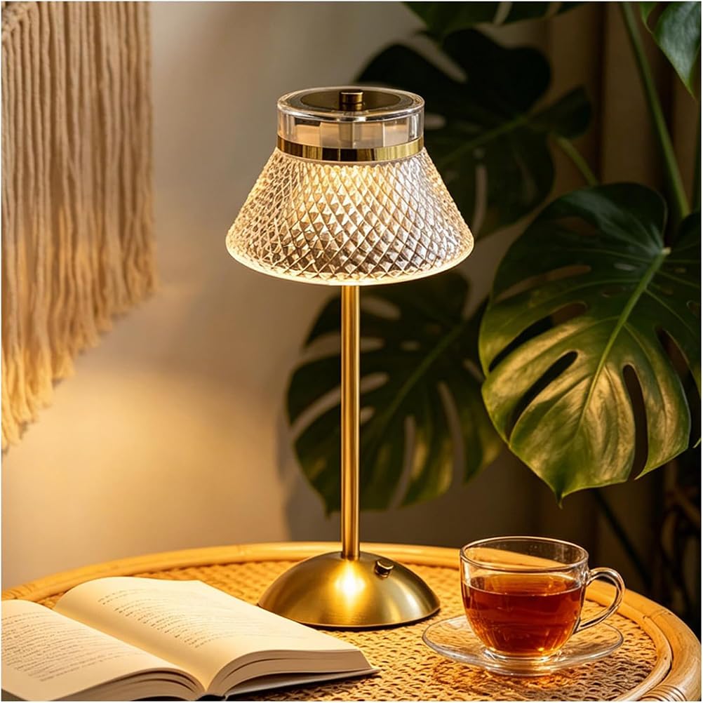 AoLa LED Tischlampe Kabellos Gold Dimmbar Tischleuchte Akku mit Touch Control USB Aufladbar Batterie Nachttischlampe Ohne Kabel 3000K-6000K Tragbar Nachtlicht für Wohnzimmer Schlafzimmer BüRo