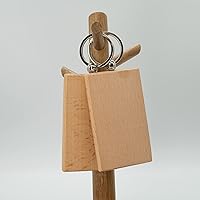 Vista 6 de Etiqueta de madera rectangular grande con llavero para grabado, 5 unidades (aproximadamente 3.3 x 2.1 pulgadas), Marrón