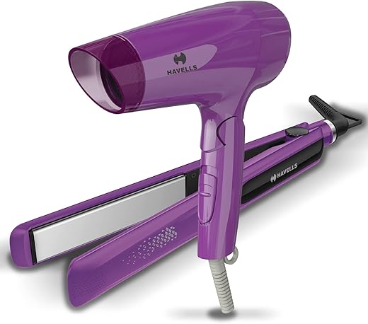 Havells HC4025 Limited Edition Styling Pack Combo (1200 W Dryer + Straightener (Purple)