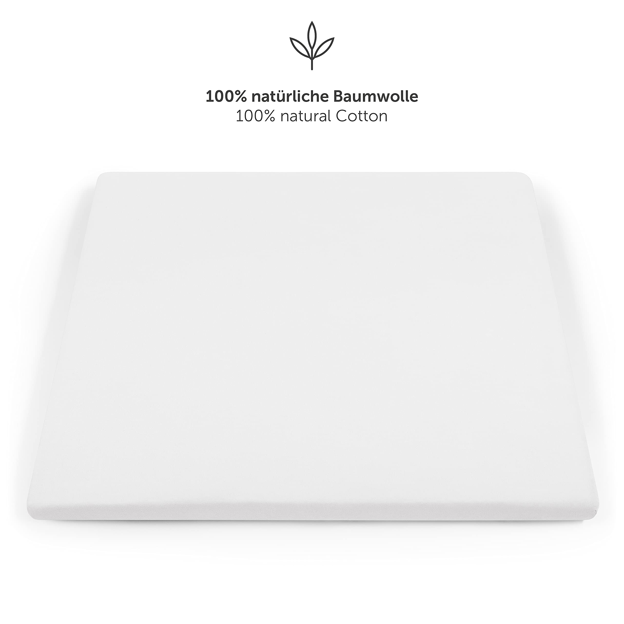 Laleni Lenzuola Culla Neonato - Lenzuola Lettino - Lenzuola Carrozzina Neonato - Coprimaterasso Culla con Angoli Elastici - Coprimaterasso Lettino 100% Cotone 135gsm - Bianco - Box quadrato 100x100cm