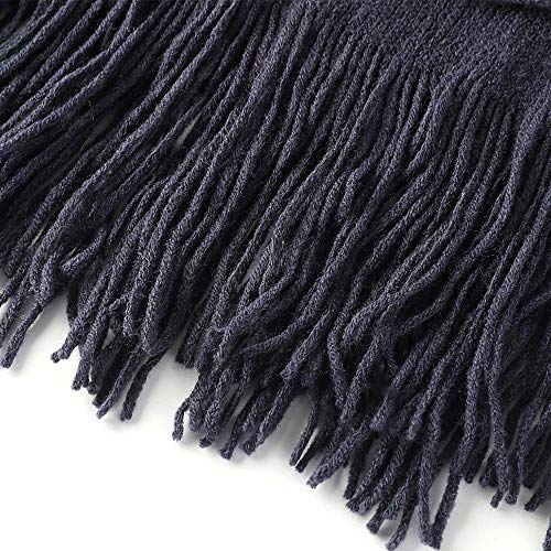 Women's Striped Poncho with Tassels Knitted Shawl Scarf Fringed Wrap Sweater Pullover V Neckline2