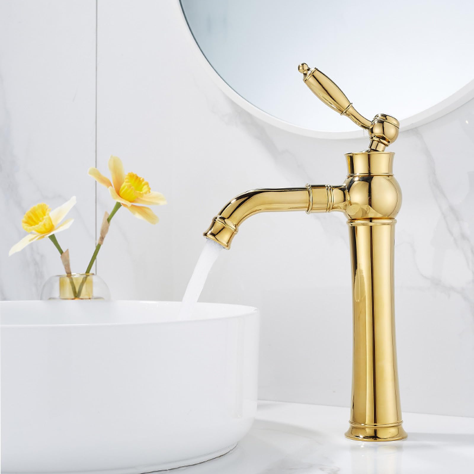 Grifo de cobre para agua fría y caliente, altamente chapado