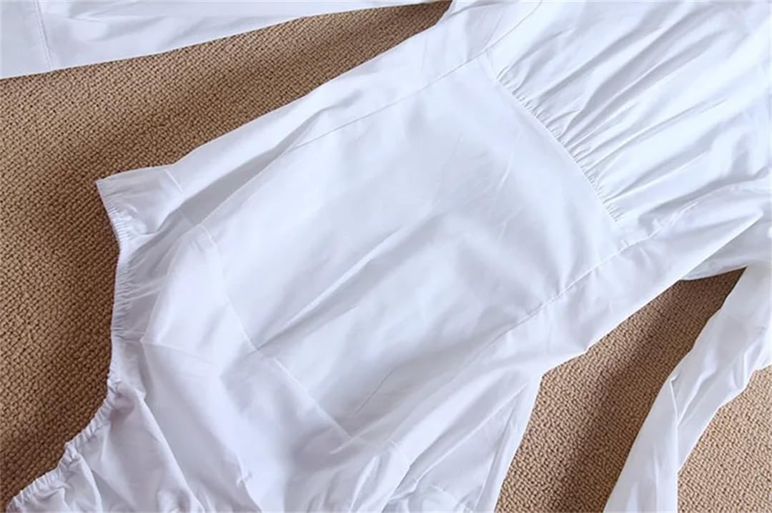 Hndudnff Damskie body z długim rękawem z guzikami, bluzka, praca, biuro, pajacyki