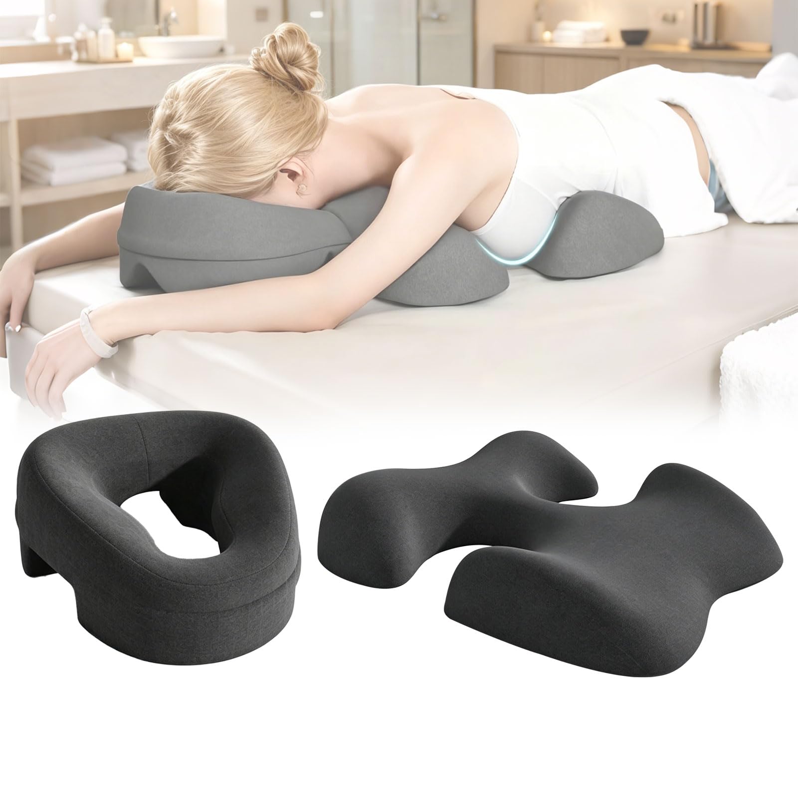 Juego de cojines de masaje para el pecho y la cara, espuma viscoelástica con parte inferior antideslizante, transpirable, funda extraíble y lavable, cojín de apoyo para el pecho para SPA, salón de