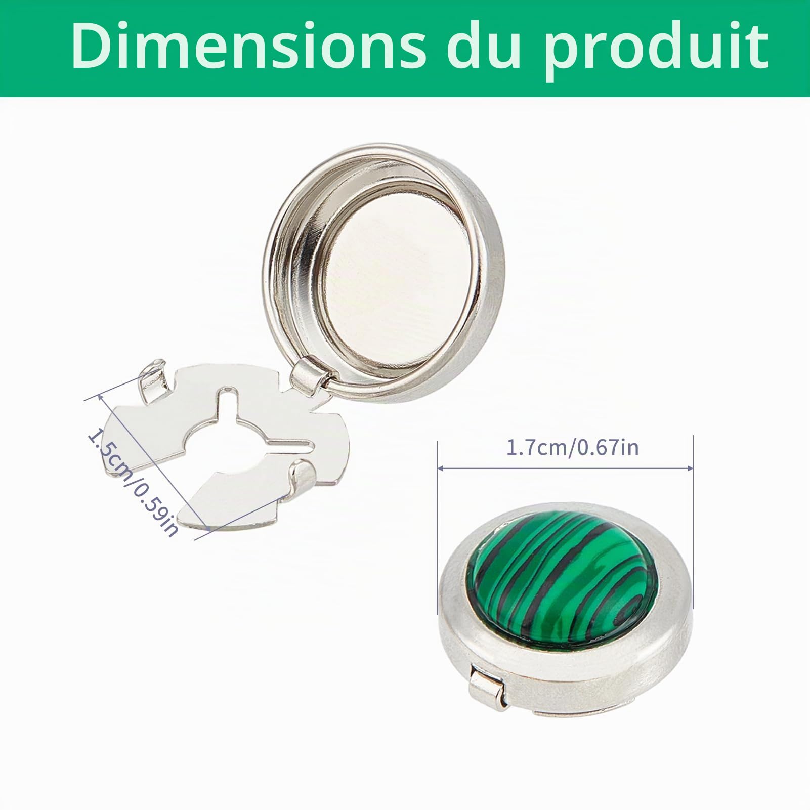 NICENEEDED 2 PCS Couvre Boutons pour Chemises pour Hommes Boutons de Manchette Vert Bouton de Manchette Boutons de Manchette Cache Boutons Accessoires pour Robe
