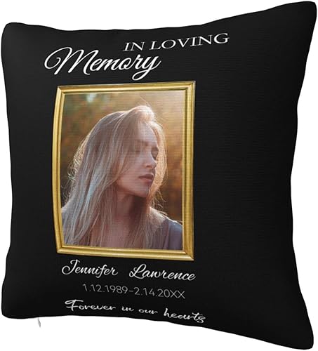 Miniatura 2 de WALXINK Fundas de almohada conmemorativas personalizadas fundas de almohada personalizadas para añadir foto fecha de nombre impresión en ambos lados