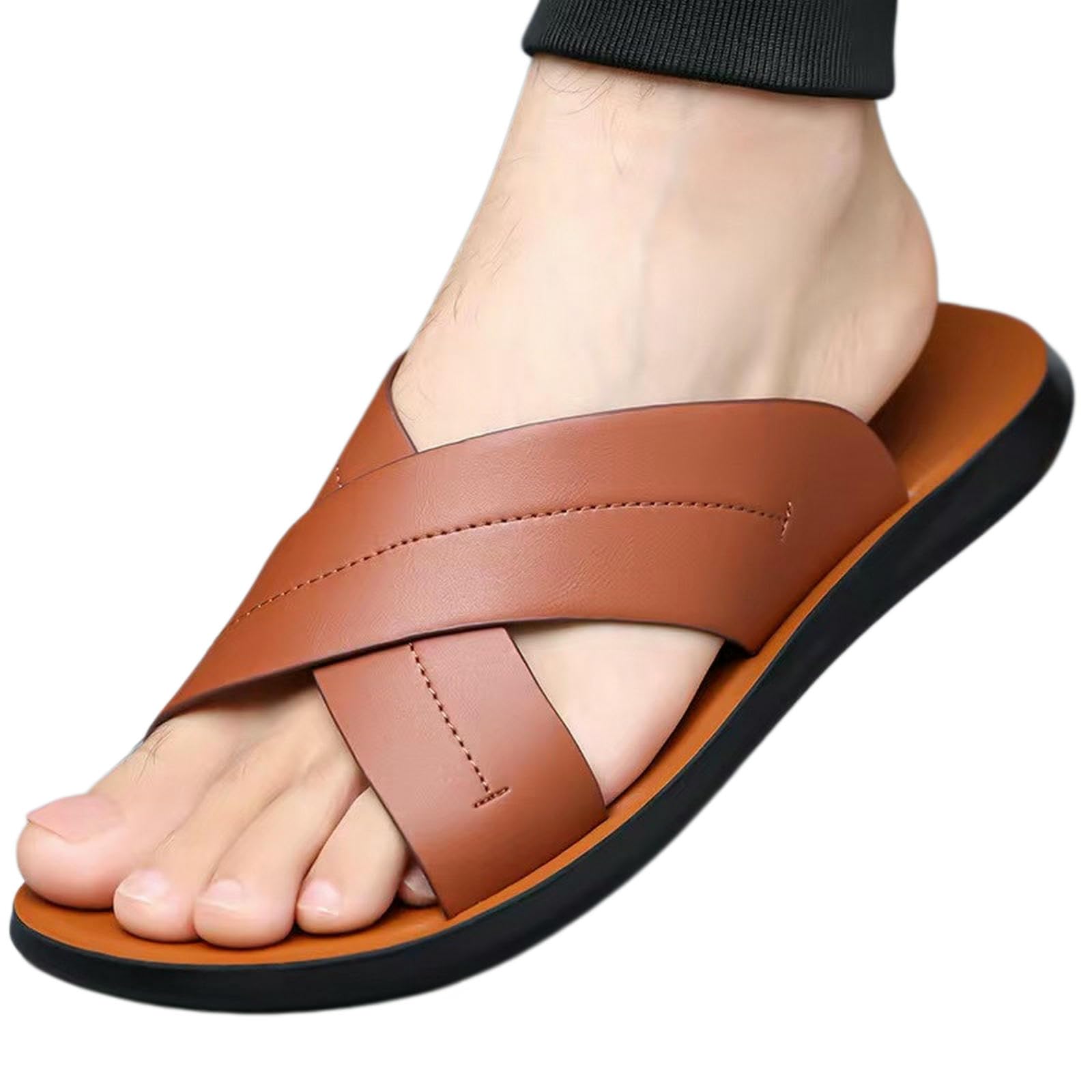Ciabatte Uomo Donna Estive Sandali Estivi da Esterno, Scarpe Spiaggia Piatte Casual Antiscivolo con Suola Morbida per Uomo-marrone-47