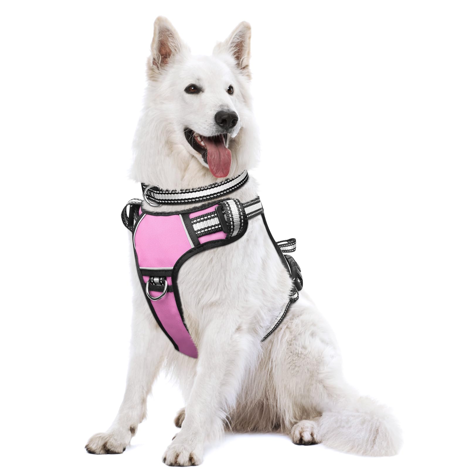 WINSEE Dog Harness No Pull, Pet Harnesses with Dog Collar, Adjustable Reflective Oxford Outdoor Vest, Front/Back Leash Clips for Small, Medium, Large,