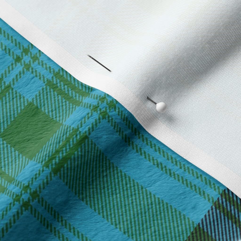 Spoonflower Fabric - Hunting Ancient 1906 Black Green Blue Teal Plaid Tartan Scottish Printed on Minky Fabric Fat Quarter - Sewing Baby Blankets Quilt Backing Plush