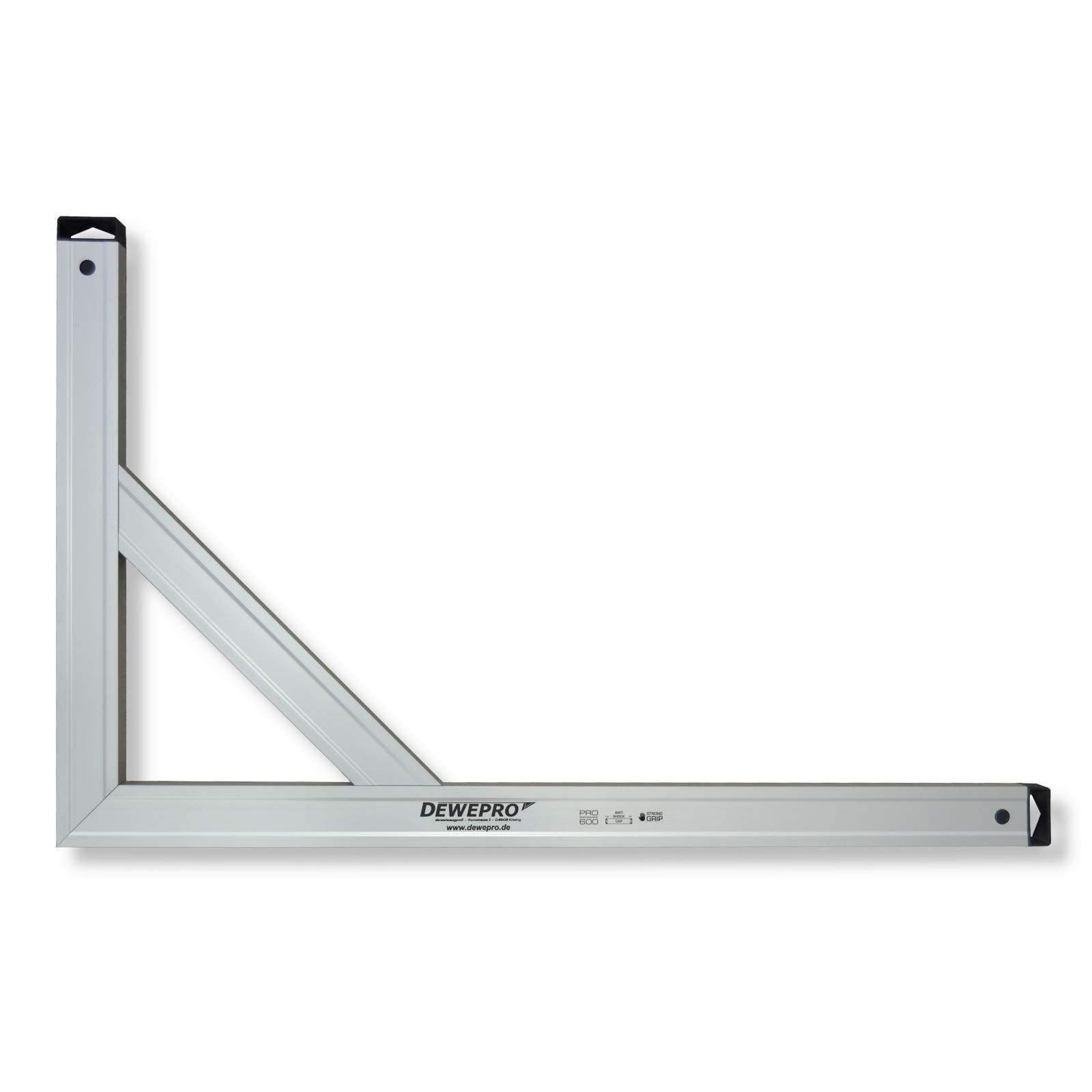 DEWEPRO® Aluminium Bauwinkel 90° - Winkel 120x60cm Maurerwinkel - Messwinkel für präzise Arbeiten - Profilwinkel - Aluwinkel extra stabil mit Strebe