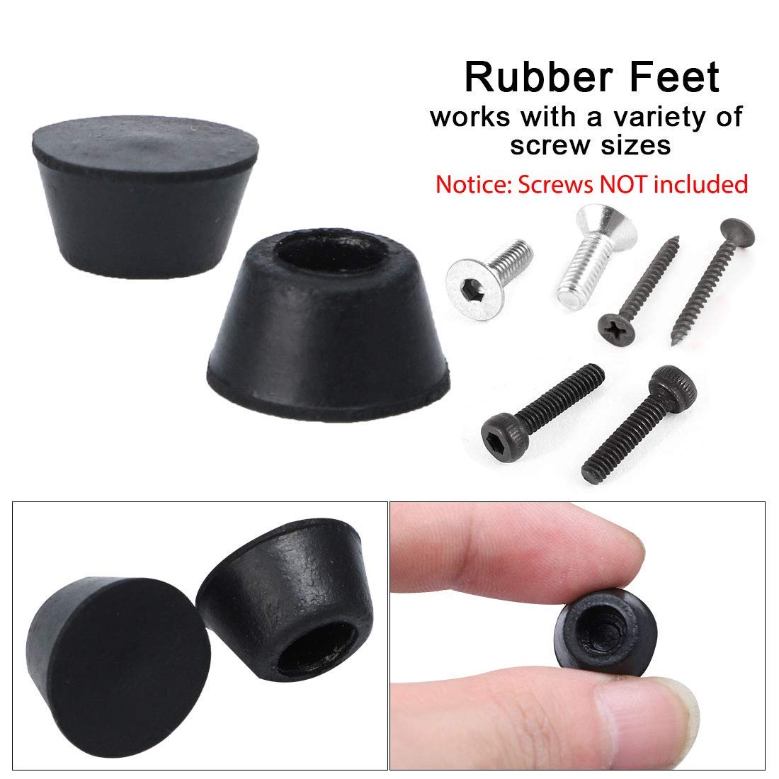 10 Piedini In Gomma Uxcell Per Amplificatori, Casse E Mobili - Diametro 25mm, Altezza 12mm, Neri