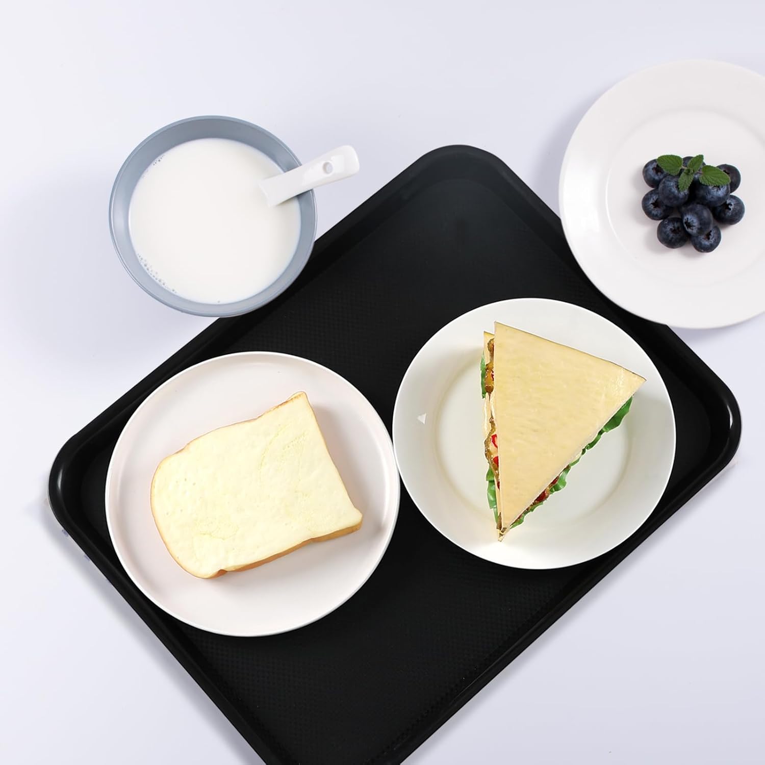 6 Packs Plastic Serving Tray, 17.16" x 13.38" Plastic Fast Food Trays for Eating, Black - Image 6