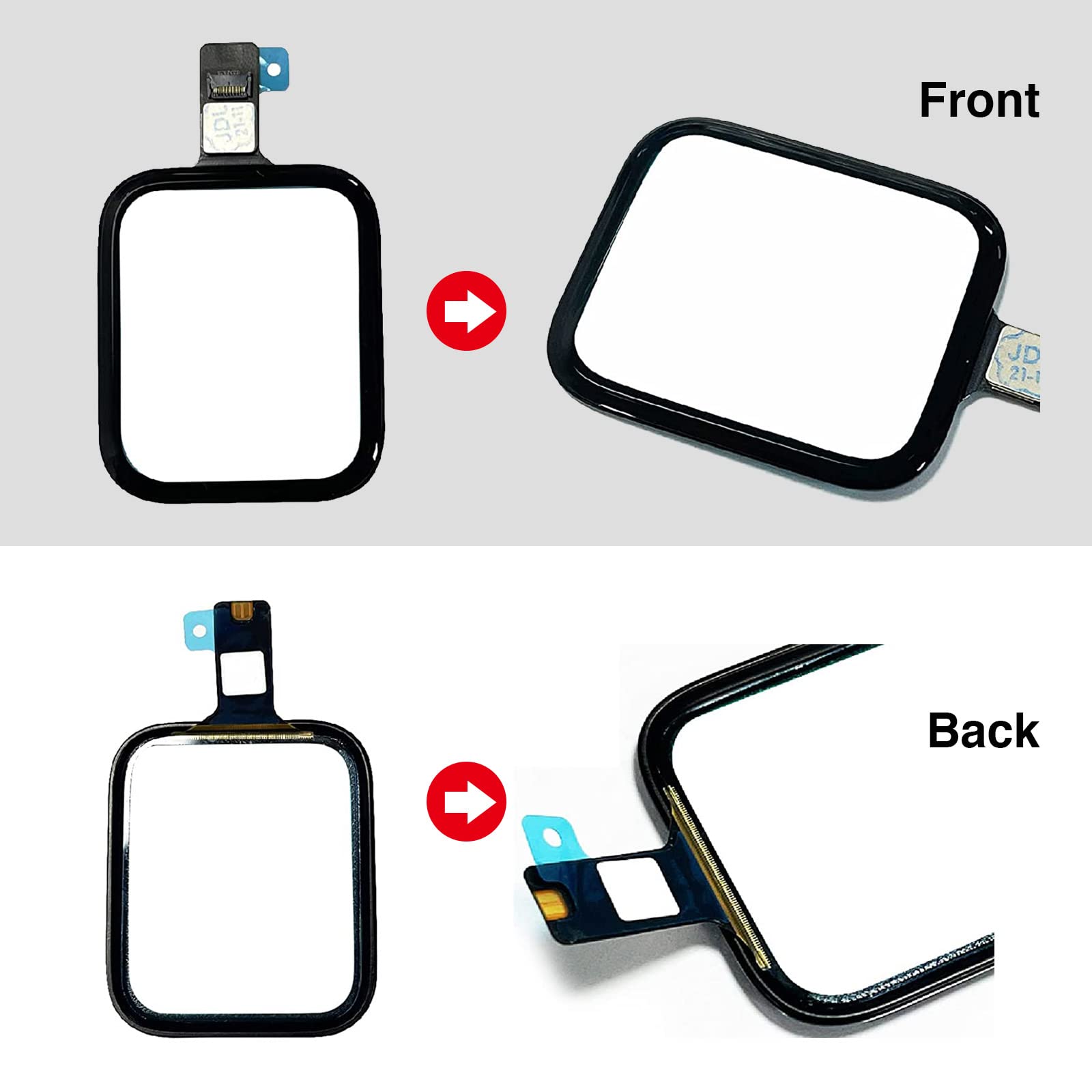 Compatibile con Apple Watch Series 5/SE 44mm Schermo esterno vetro danneggiato e touch digitalizzatore rottura kit di riparazione e con istruzioni (senza schermo LCD) (serie 5/SE 44mm)