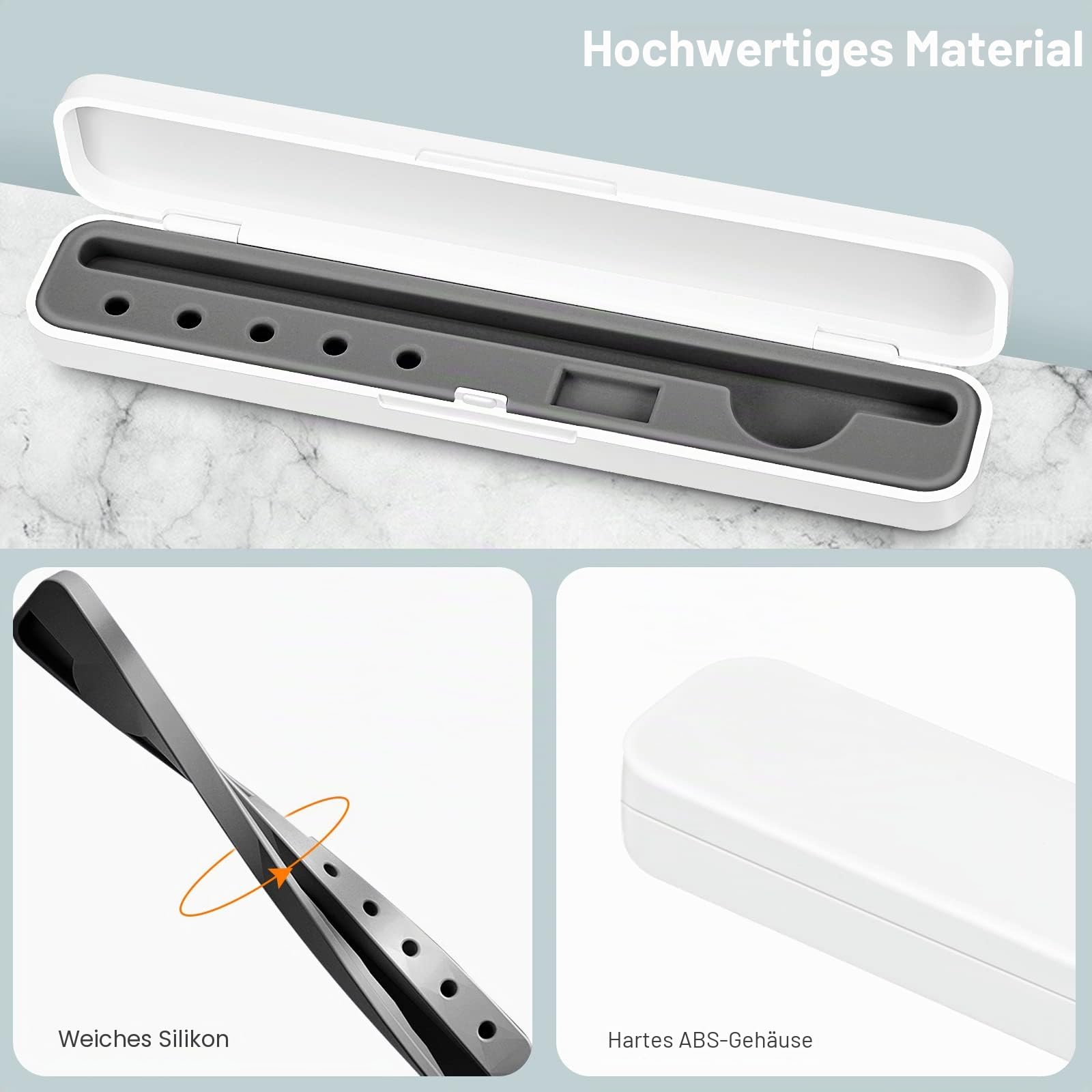 CASEBOT Stifthalter Hülle Kompatibel mit Apple Pencil Pro/USB-C, Apple Pencil 2./1. Generation, Tragbar Stylus Aufbewahrungsbox für Apple Pencil & Zubehör, Grau