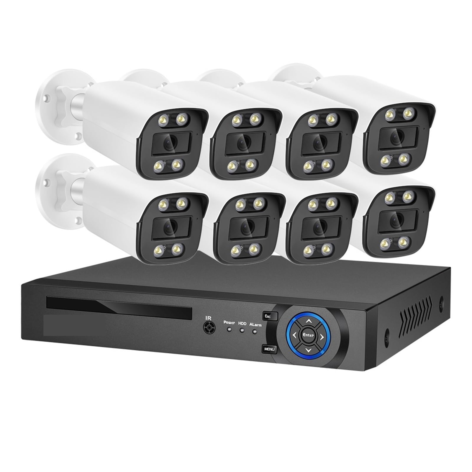 Kamera bezpieczeństwa, 8MP 4K wykrywanie twarzy kamera bezpieczeństwa IP System AI POE NVR zestaw CCTV kolorowy noktowizor zewnętrzny domowy nadzór wideo(NONE,8CH NVR 8 AI Camera)