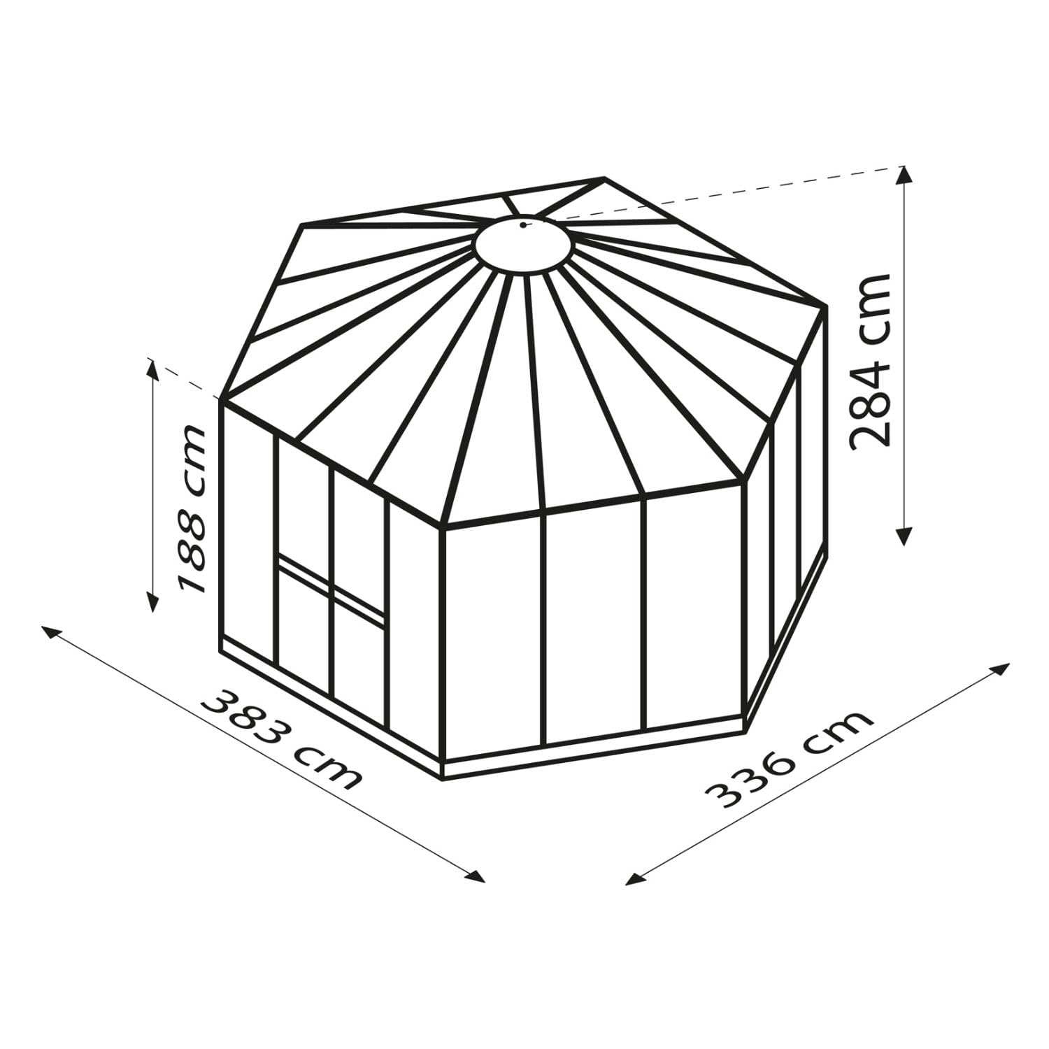 Vitavia Gewächshaus-Pavillon Hera 9000" inkl. Stahlfundament, schwarz, 9,0 m², 3 mm ESG, 6 mm HKP | Wetterfestes & stabiles Treibhaus | Perfekt für Gemüse & Pflanzen | Robust & langlebig