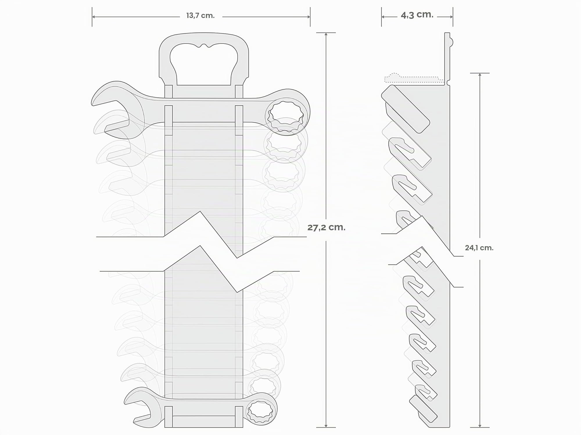 TEKTON WRN01170 - Set di chiavi combinate tozze con custode Store and Go, metriche, 8-19 mm, 12 pezzi