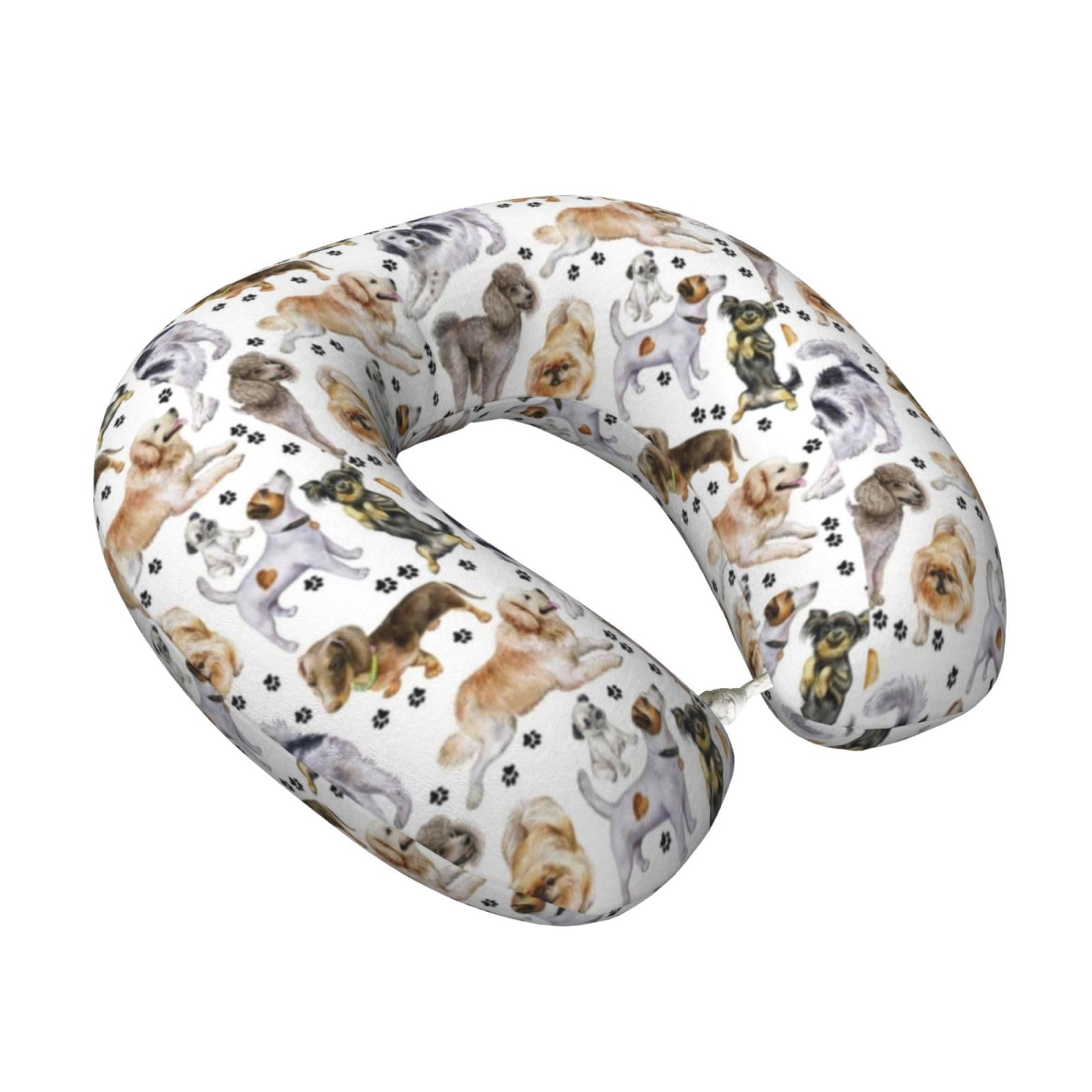 LKYMOH Dog Cute Puppy, Travel Neck Pillow U-Shaped Memory Neck Support Soft Comfortable With Washable Cover For Airplane Car Traveling and Office