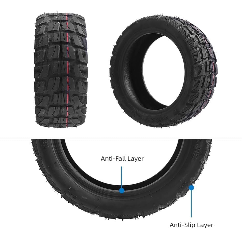10 Inch 90/55-6.5 Off-Road Tubeless Tire For Electric Scooter,Rubber Vacuum Tyre With Enhanced Grip And Wear Resistance, Lightweight Replacement Wheel For Outdoor Riding, Black