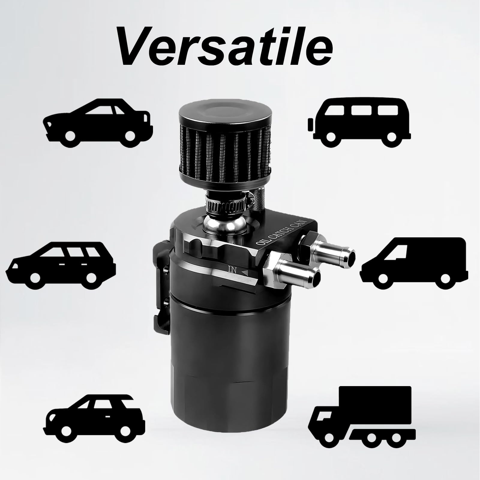 Oil Catch Can Auto,300ml Reniflard D'huile Auto,Aluminium Voiture Réservoir,Universel Séparateur Bidon Huile,Récupérateur Huile Moteur avec Filtre à Air,Tuyau et Autres Accessoires pour Une Variété