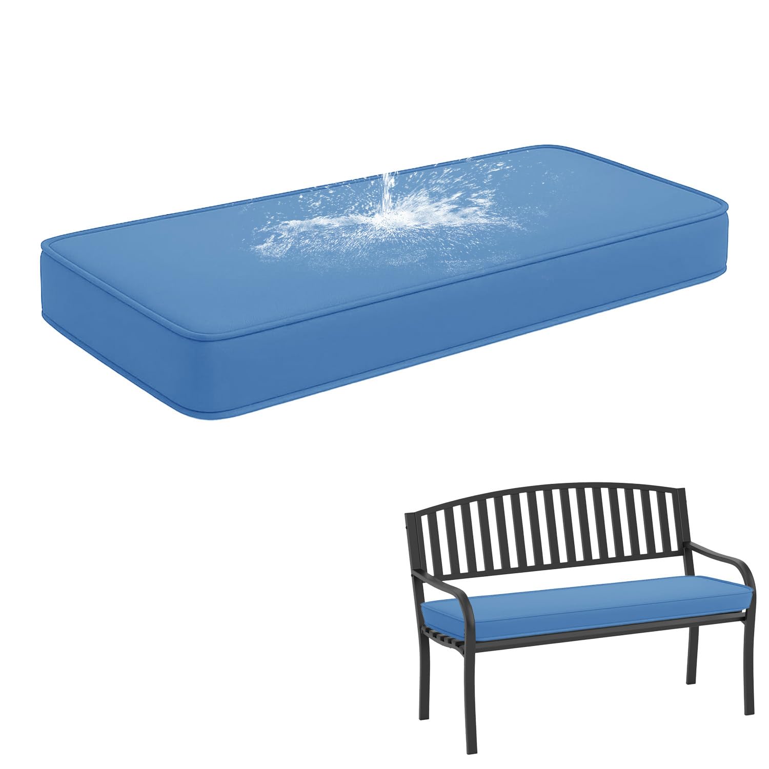 Coussin de banc bleu ciel en mousse haute densité 50D pour le confort de votre jardin