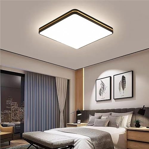 Miniatura 2 de Lámpara de techo cuadrada regulable con control remoto, moderna, ajustable, 3000 K, 4000 K, 6000 K, para dormitorio, cocina, sala de estar, pasillo,