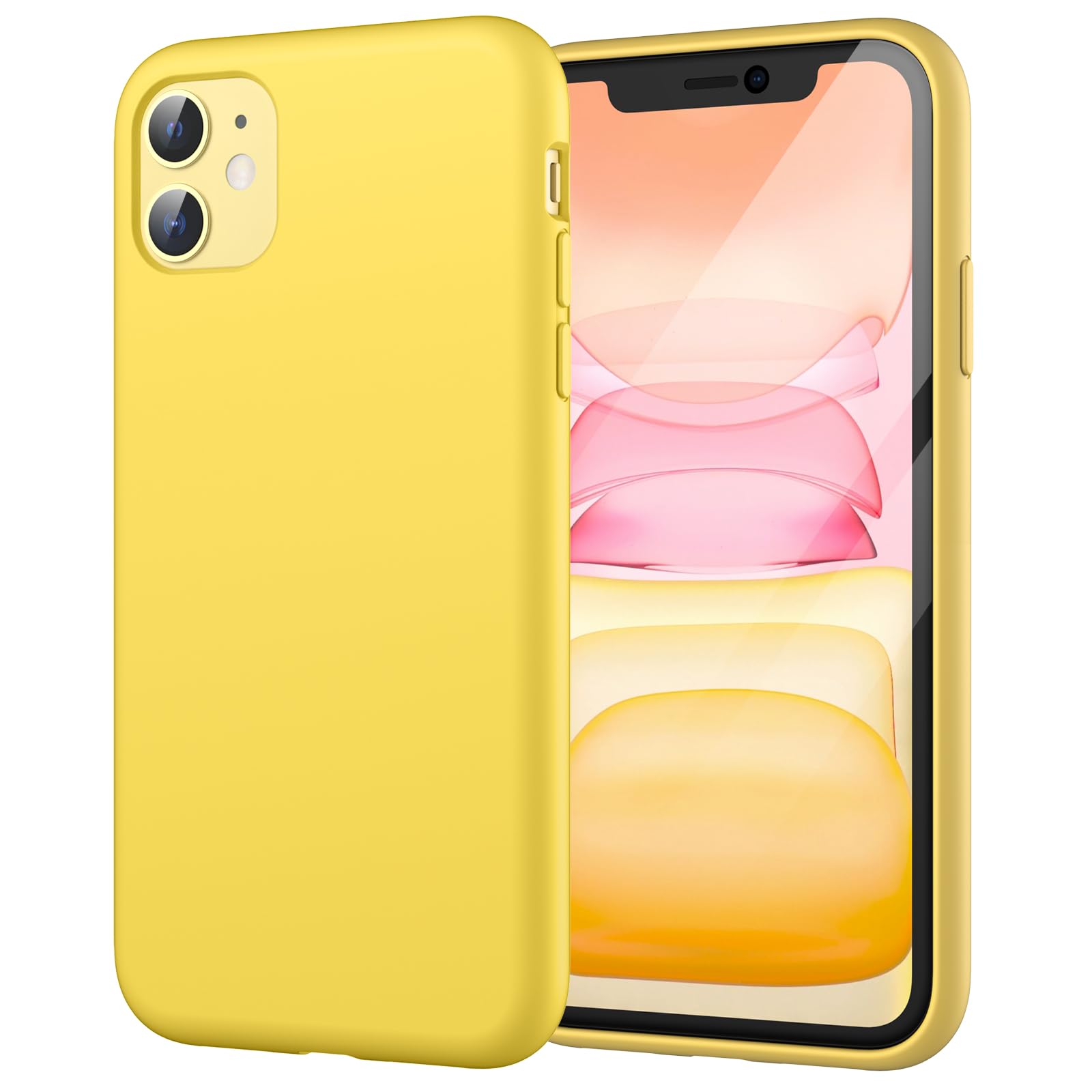 JETechSilicone Case for iPhone 11 (2019) 6.1-Inch, Silky-Soft Touch Full-Body Protective Case, Shockproof Cover with Microfiber Lining (Yellow)
